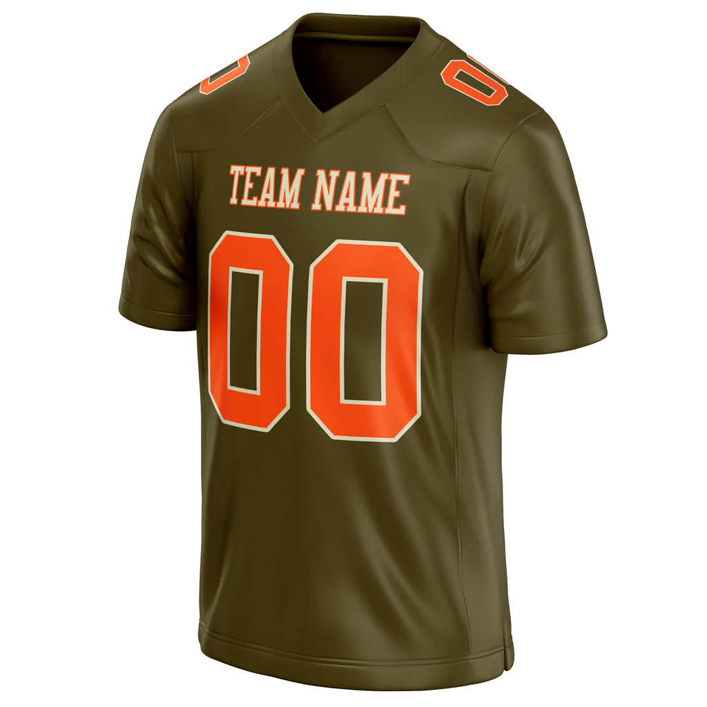 Personalized Olive & orange Solid Colour Football Jersey