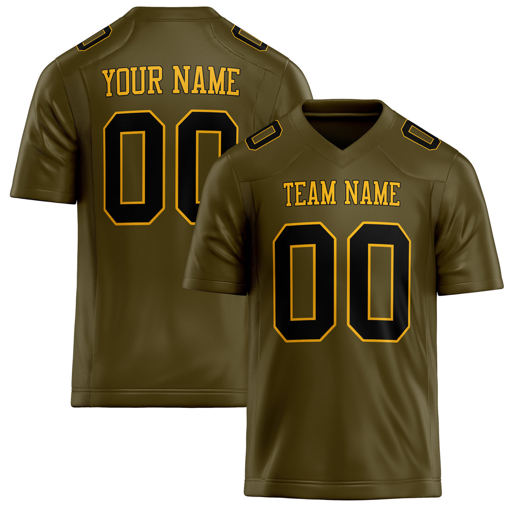 Personalized Olive Black Solid Colour Football Jersey FT02240730OL352