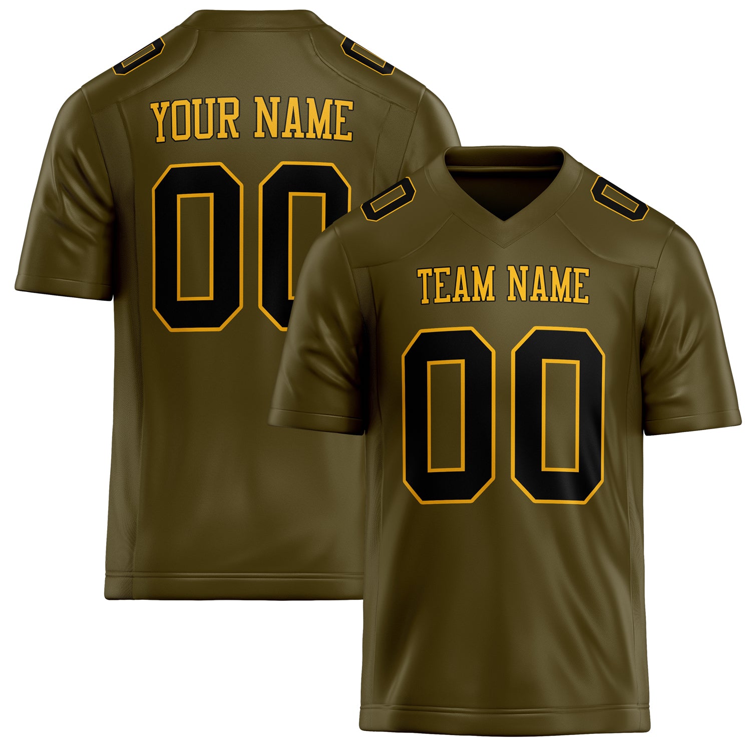 Personalized Olive Black Solid Colour Football Jersey FT02240730OL352