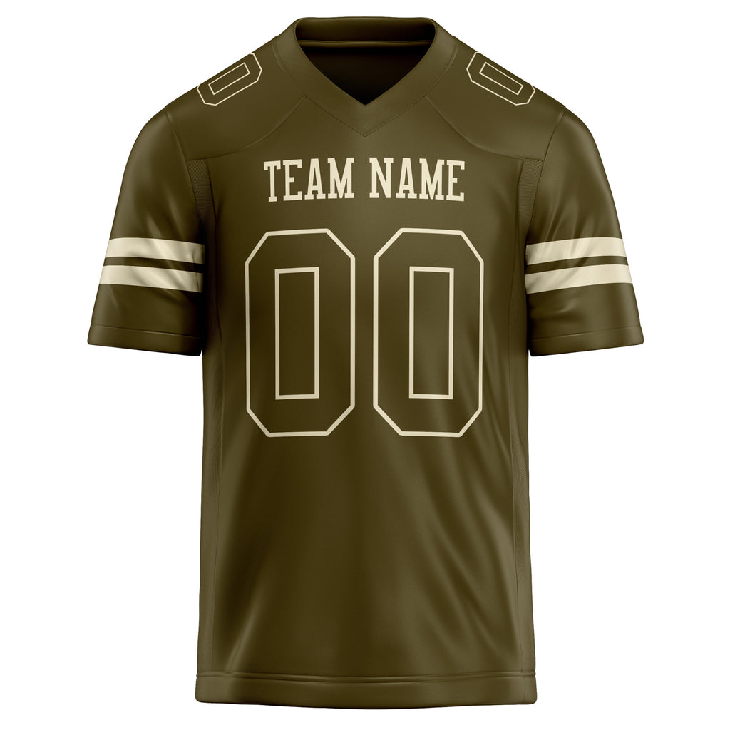 Personalized Olive & cream Solid Colour Football Jersey