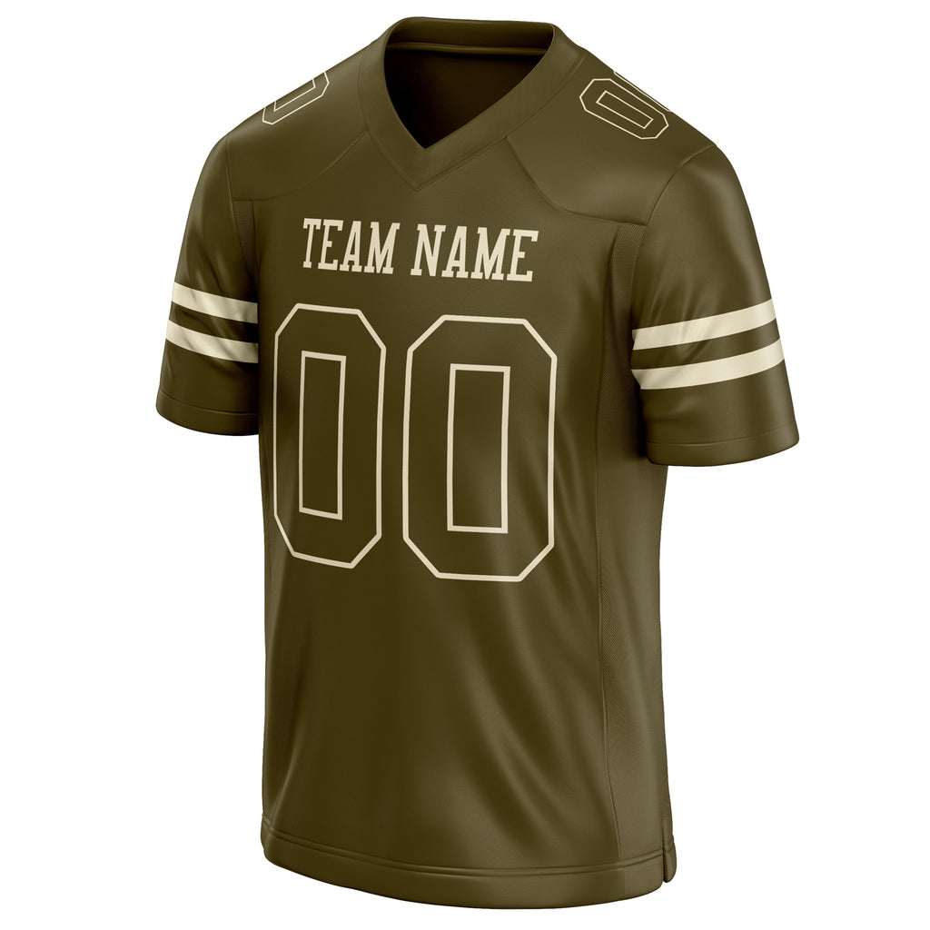 Personalized Olive & cream Solid Colour Football Jersey