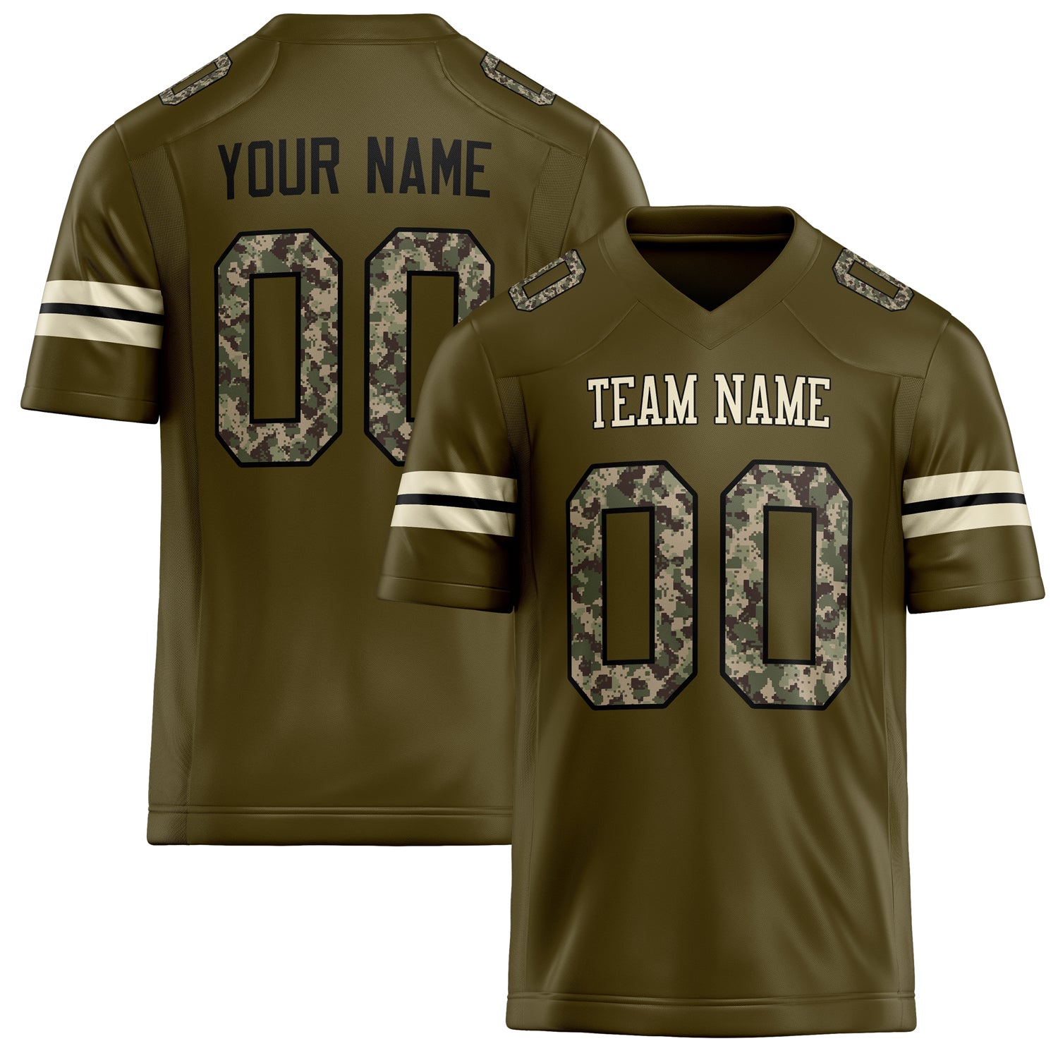 Personalized Olive cream Solid Colour Football Jersey FT02240730OL354