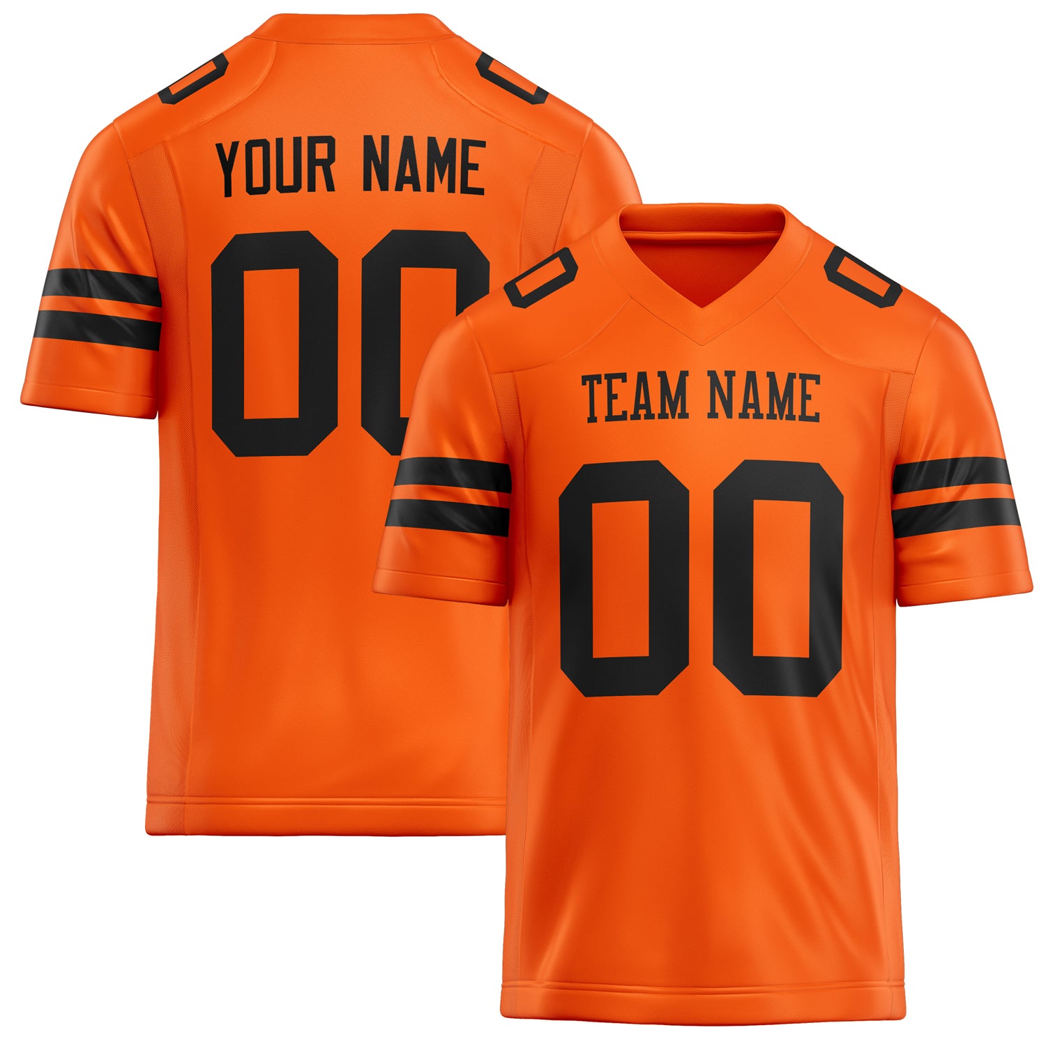 Personalized Orange Black Solid Colour Football Jersey FT02240730OR355