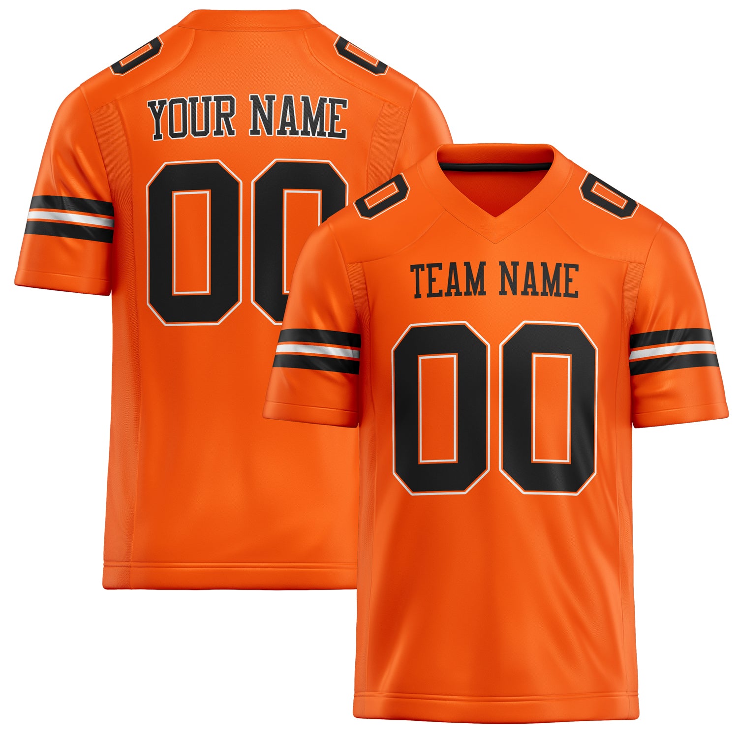 Personalized Orange Black Solid Colour Football Jersey FT02240730OR357