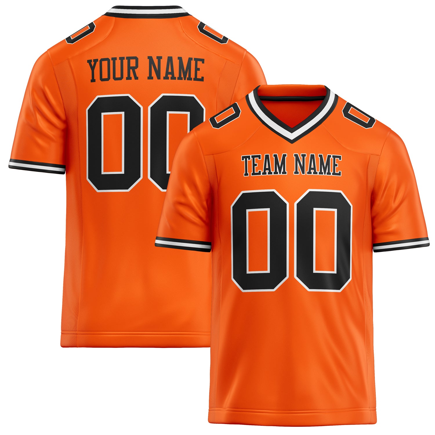 Personalized Orange Black Solid Colour Football Jersey FT02240730OR359