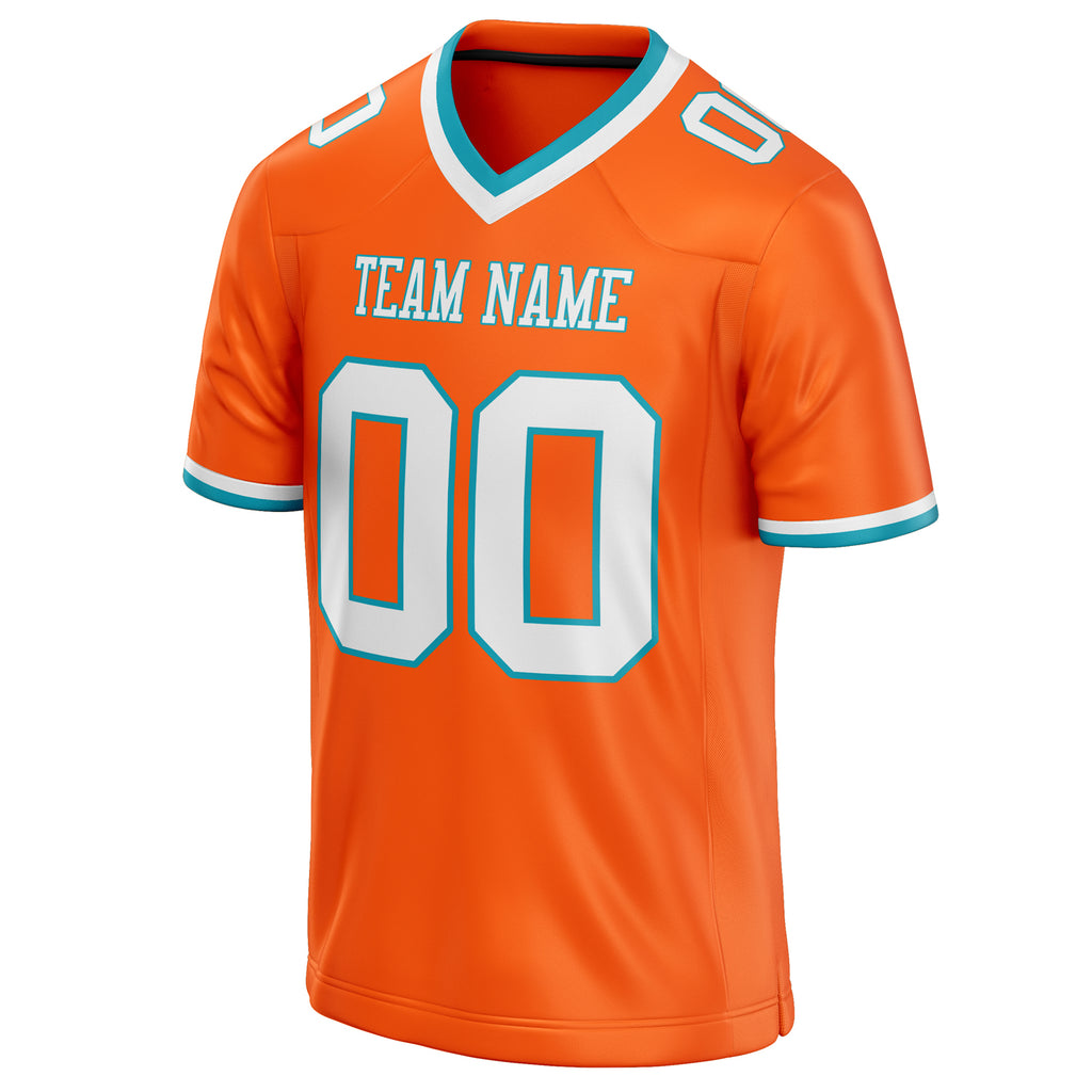 Personalized Orange & White Solid Colour Football Jersey