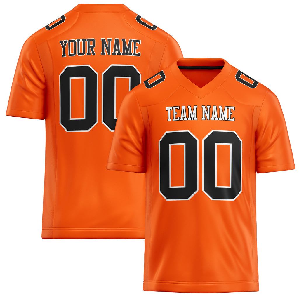 Personalized Orange Black Solid Colour Football Jersey FT02240730OR363