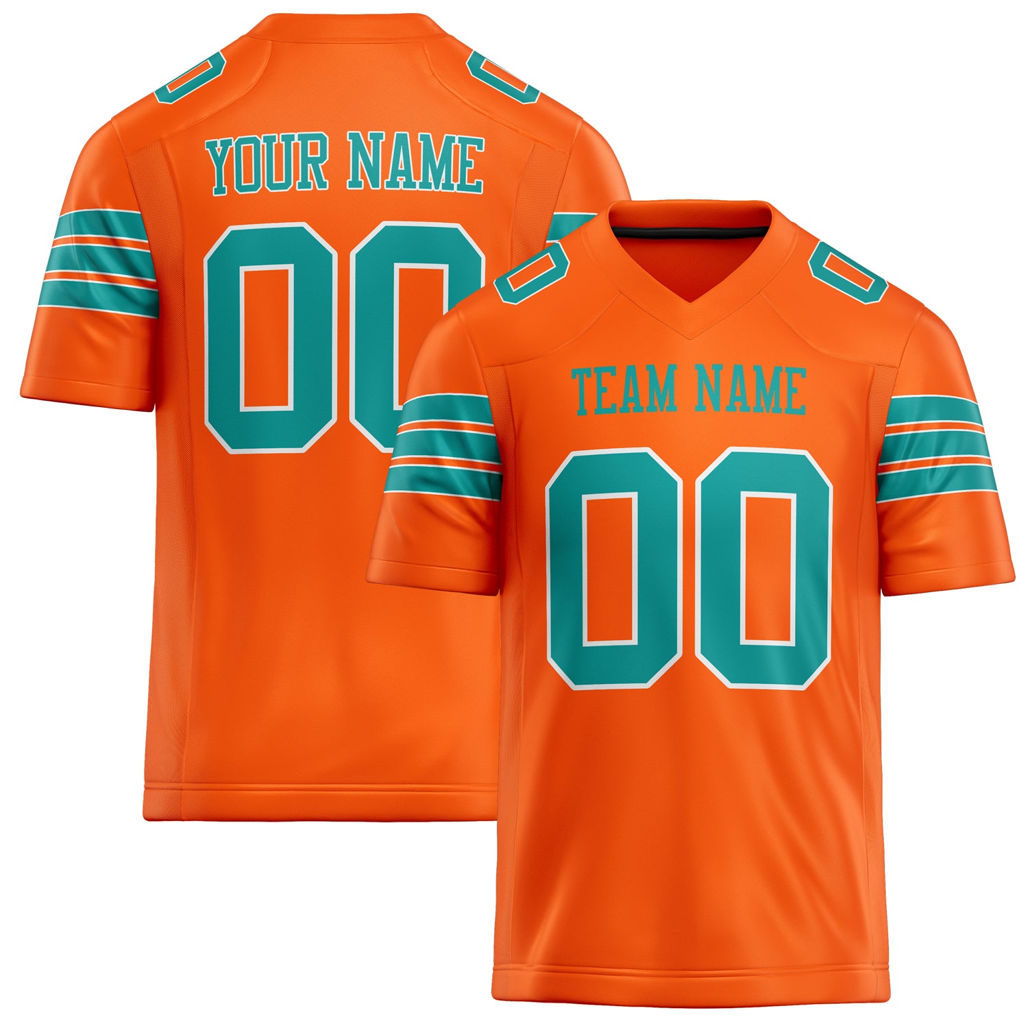 Personalized Orange teal Solid Colour Football Jersey FT02240730OR364