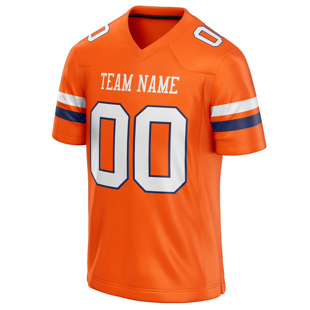 Personalized Orange & White Solid Colour Football Jersey