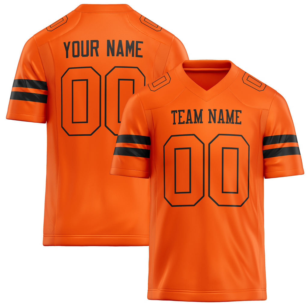 Personalized Orange Black Solid Colour Football Jersey FT02240730OR371