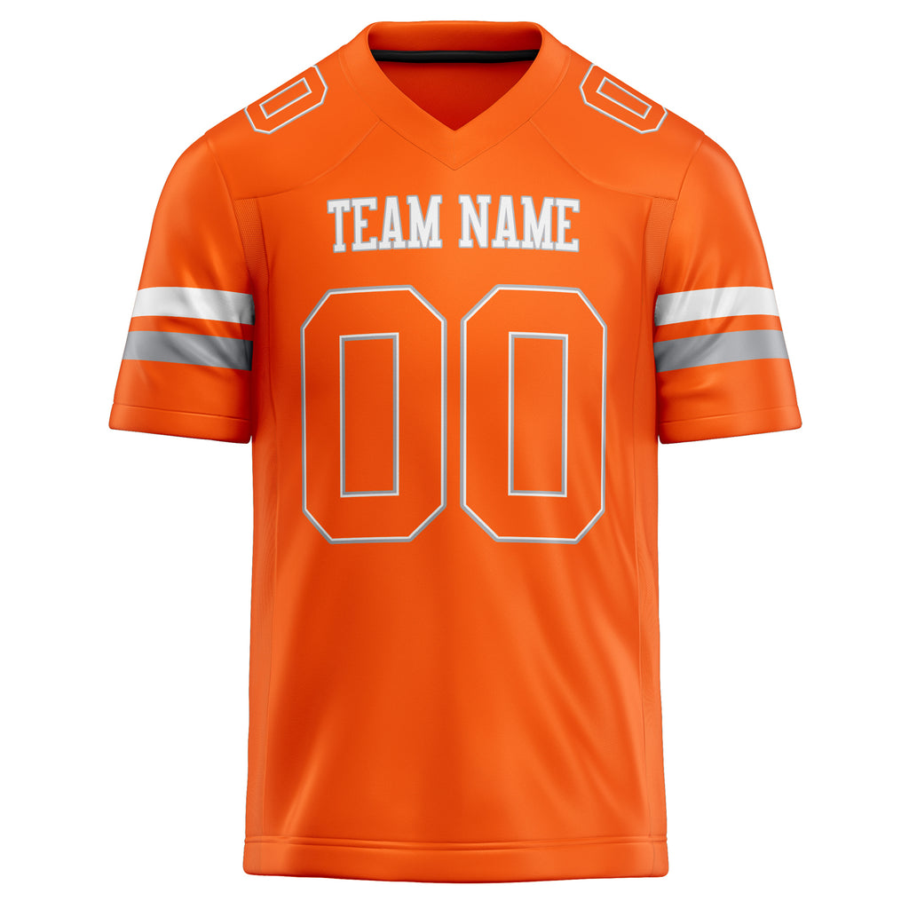 Personalized Orange & White Solid Colour Football Jersey