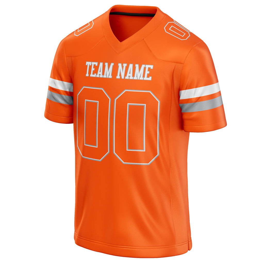 Personalized Orange & White Solid Colour Football Jersey