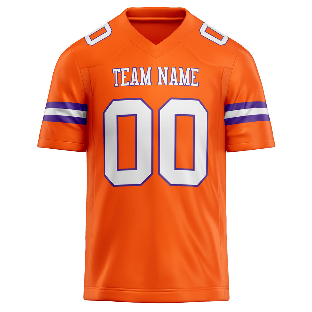 Personalized Orange & White Solid Colour Football Jersey