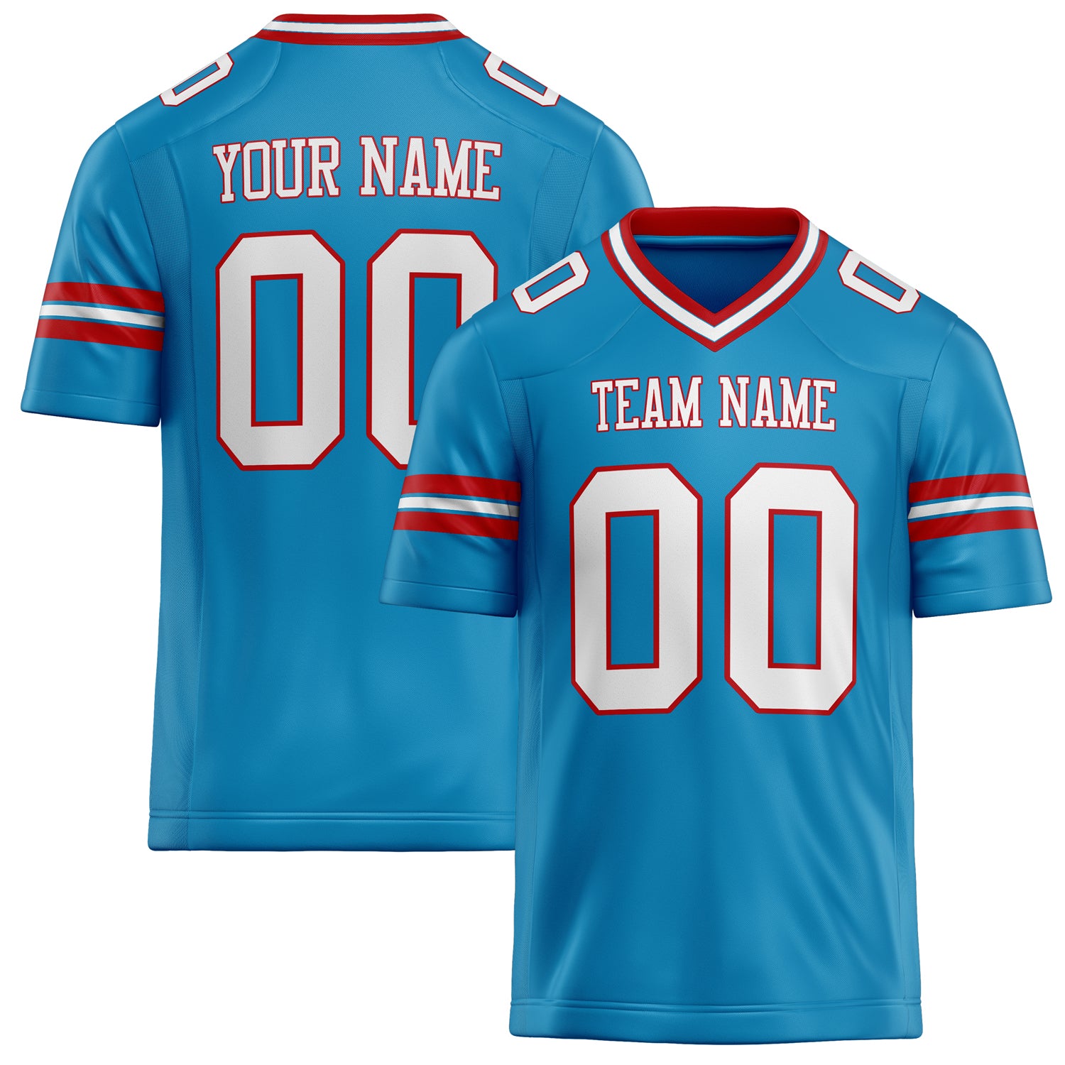 Personalized Panther Blue White Solid Colour Football Jersey FT02240730PA375