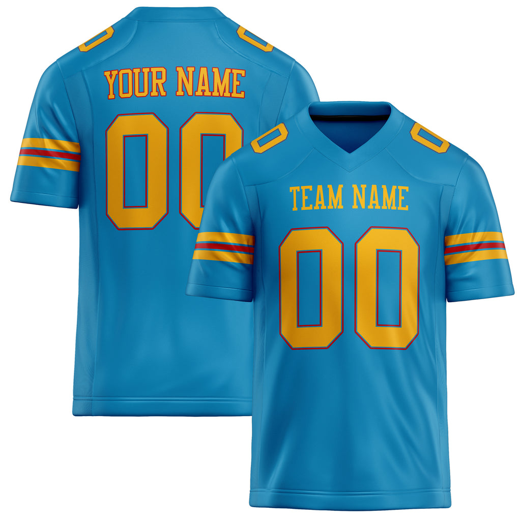 Personalized Panther Blue gold Solid Colour Football Jersey FT02240730PA376