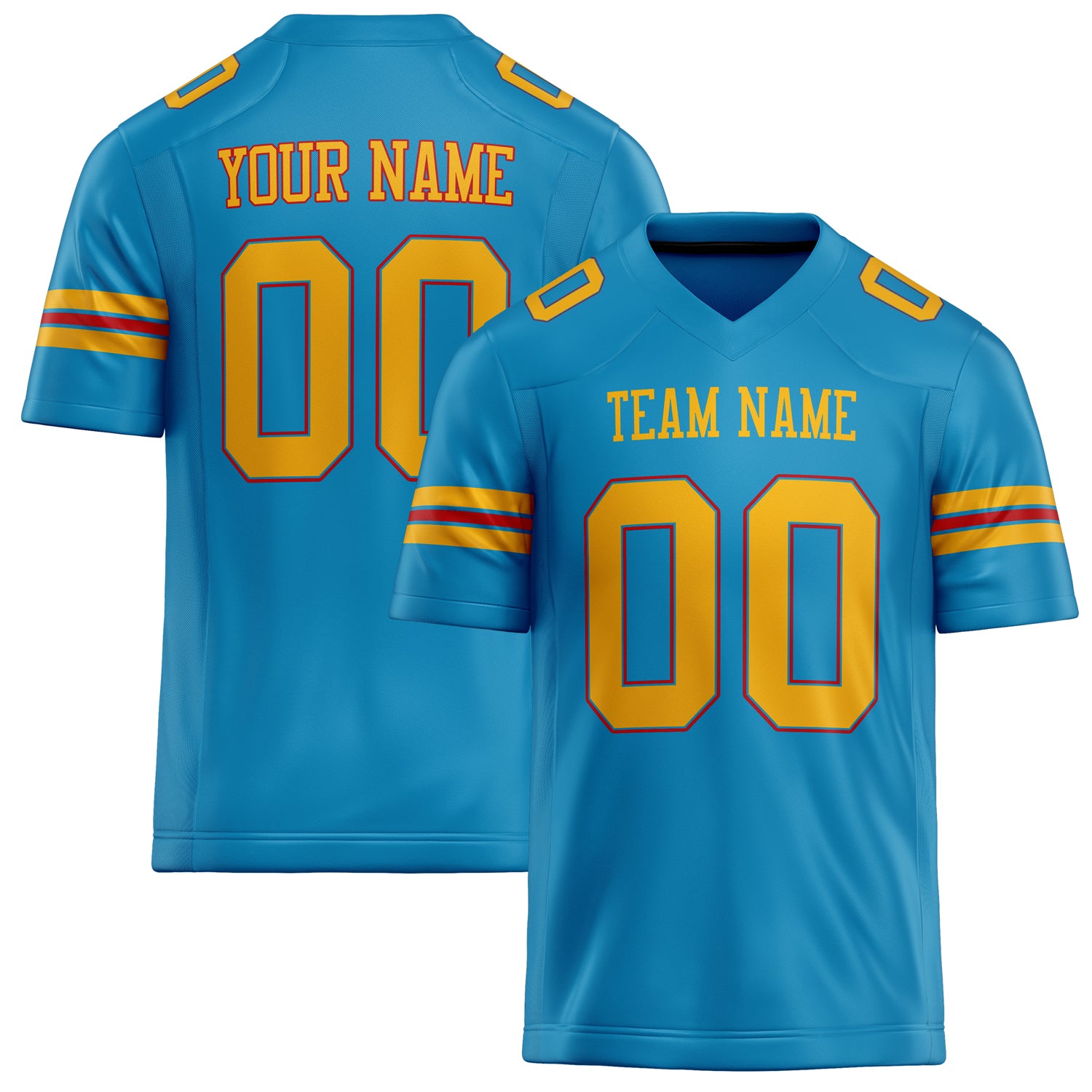 Personalized Panther Blue gold Solid Colour Football Jersey FT02240730PA376
