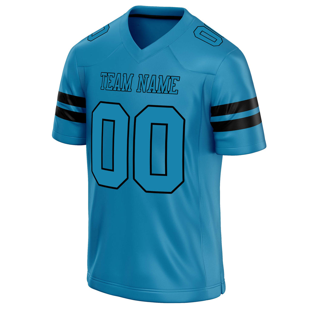 Personalized Panther & Blue Black Solid Colour Football Jersey