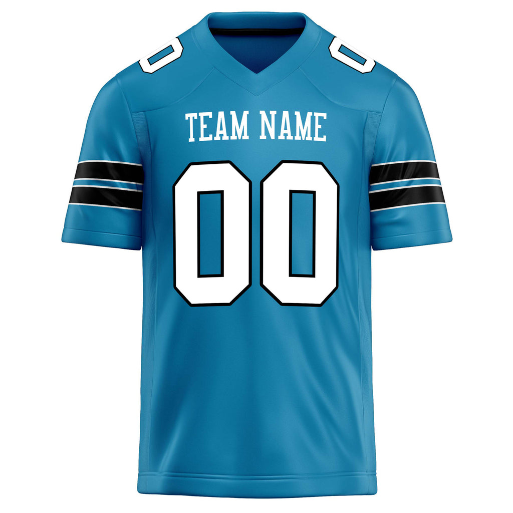 Personalized Panther & Blue White Solid Colour Football Jersey