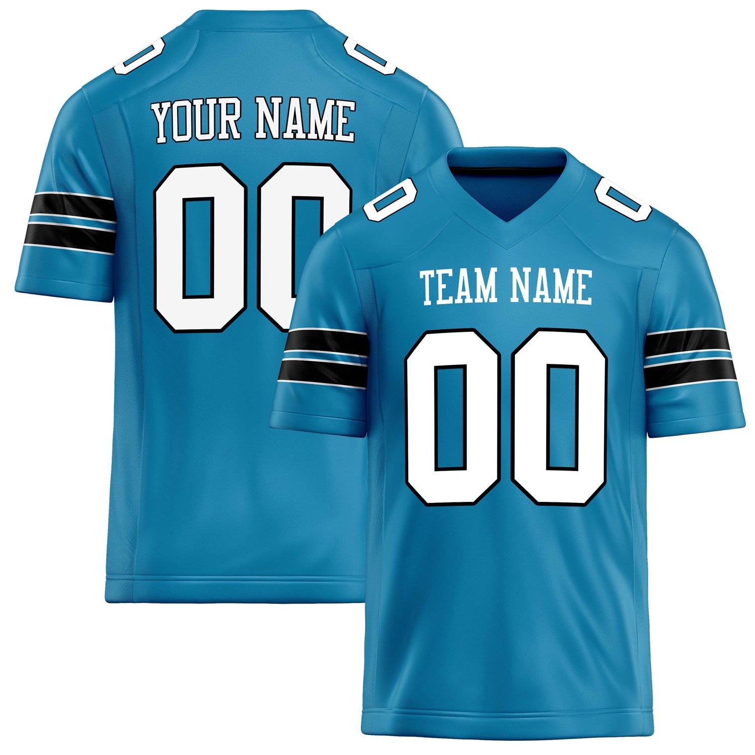 Personalized Panther Blue White Solid Colour Football Jersey FT02240730PA378