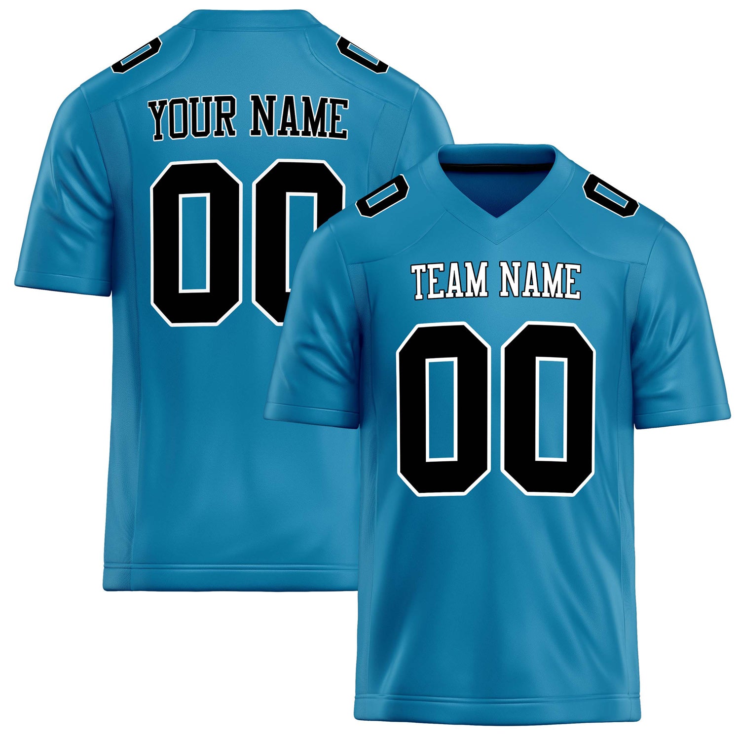 Personalized Panther Blue Black Solid Colour Football Jersey FT02240730PA379