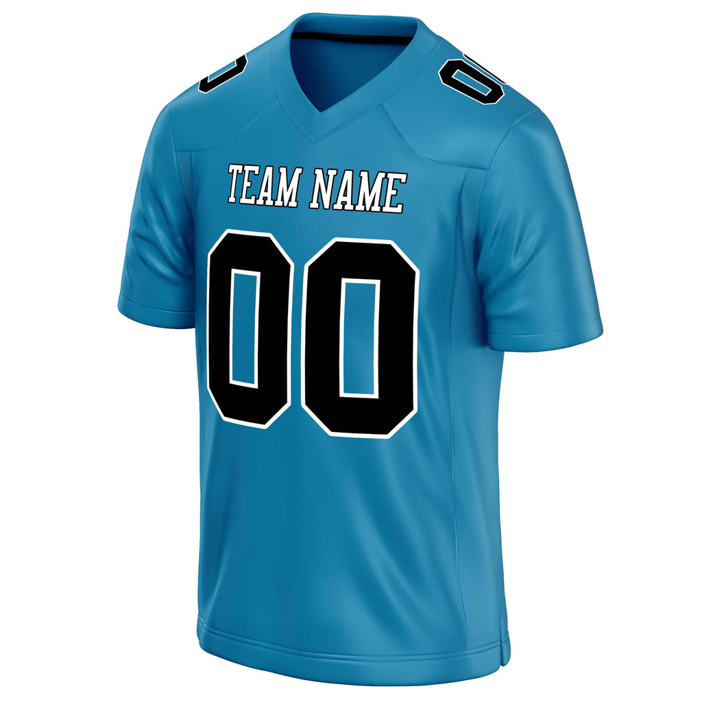 Personalized Panther & Blue Black Solid Colour Football Jersey