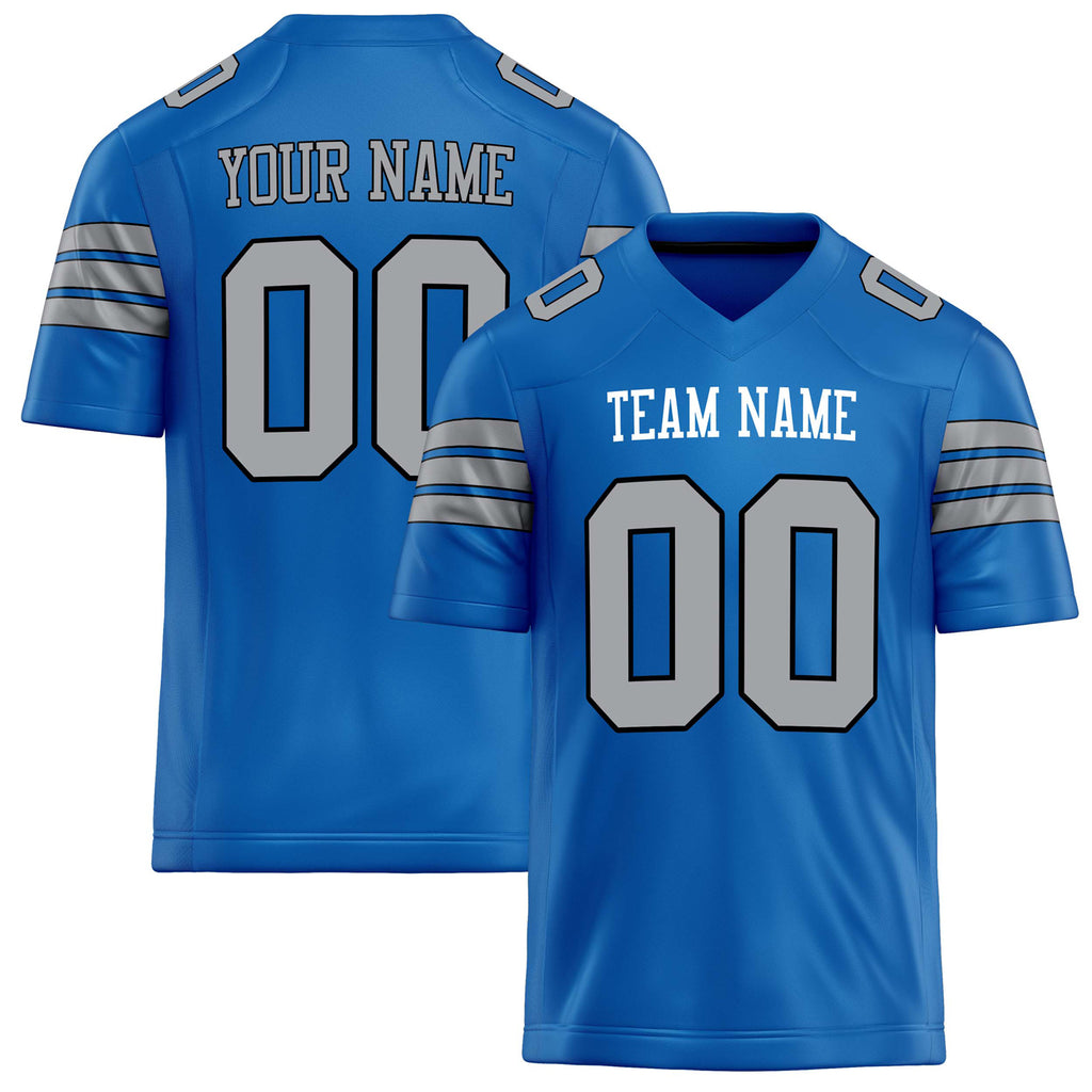 Personalized Panther Blue gray Solid Colour Football Jersey FT02240730PA380
