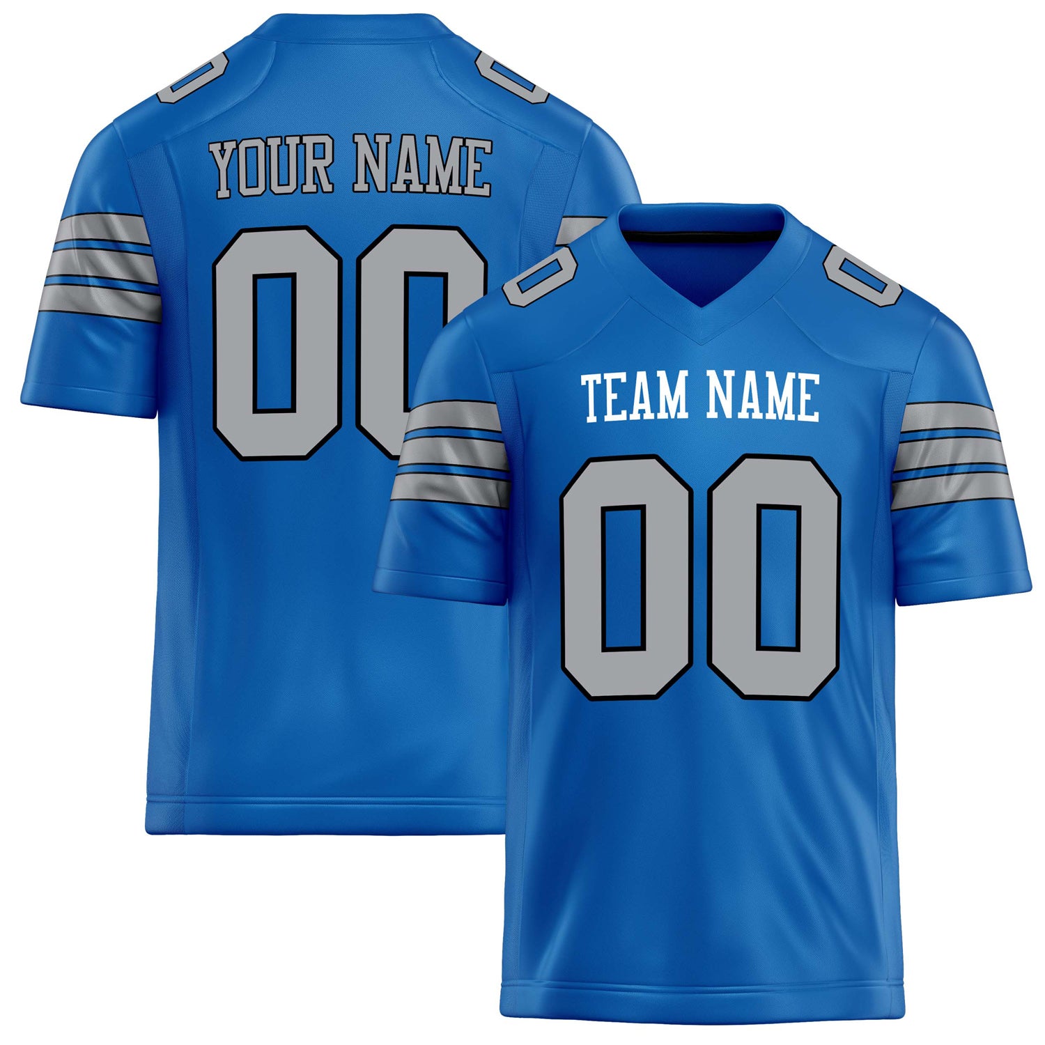 Personalized Panther Blue gray Solid Colour Football Jersey FT02240730PA380