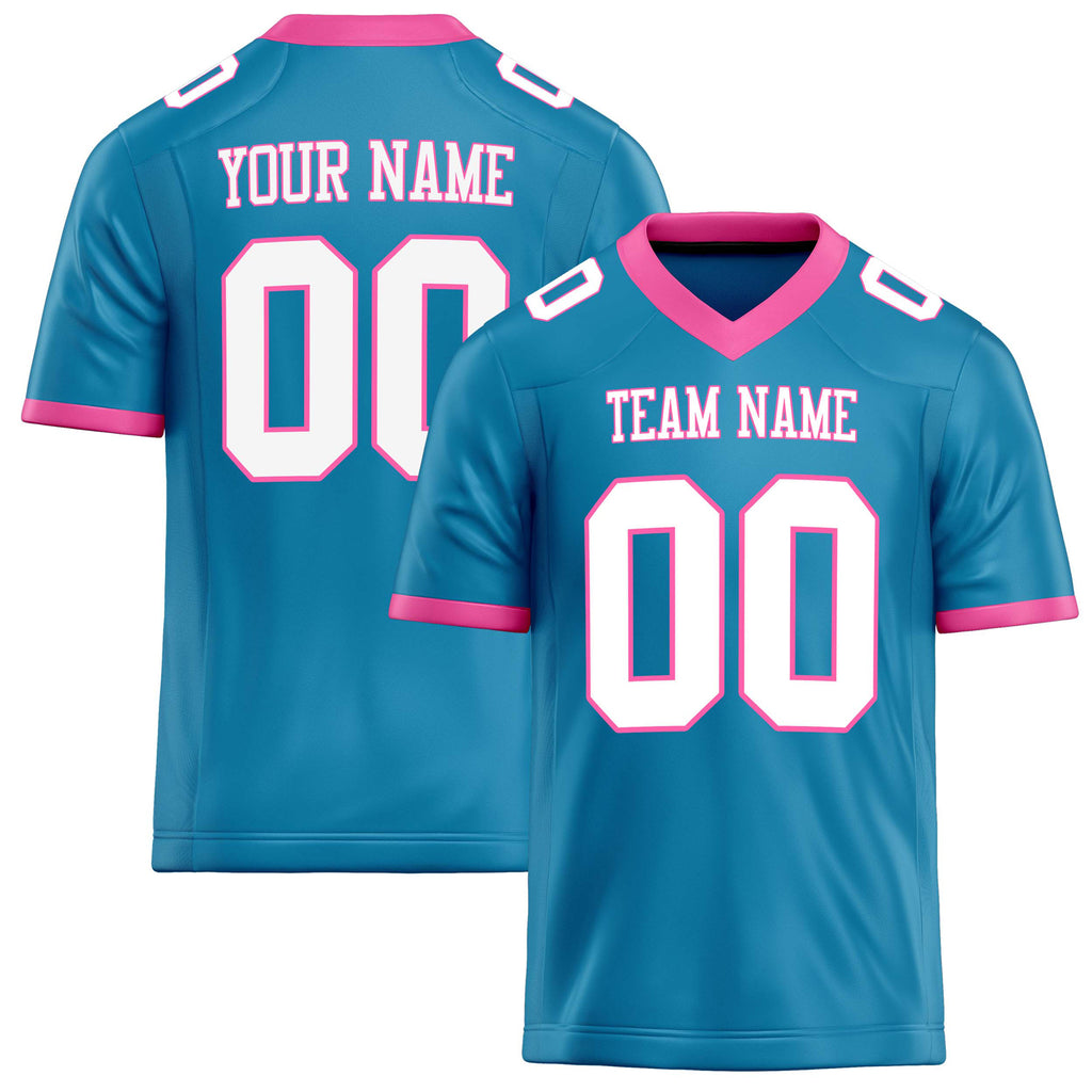 Personalized Panther Blue White Solid Colour Football Jersey FT02240730PA381