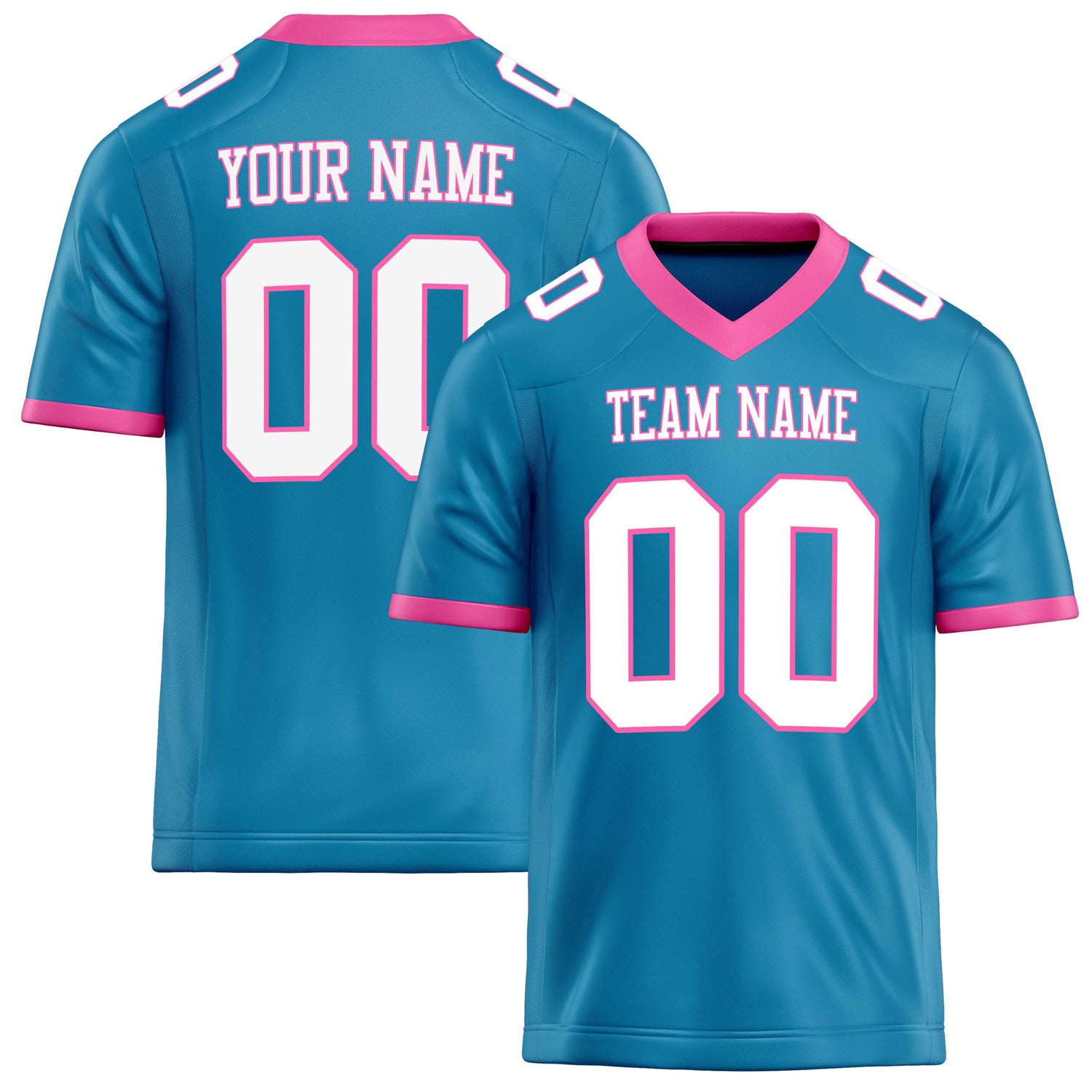 Personalized Panther Blue White Solid Colour Football Jersey FT02240730PA381