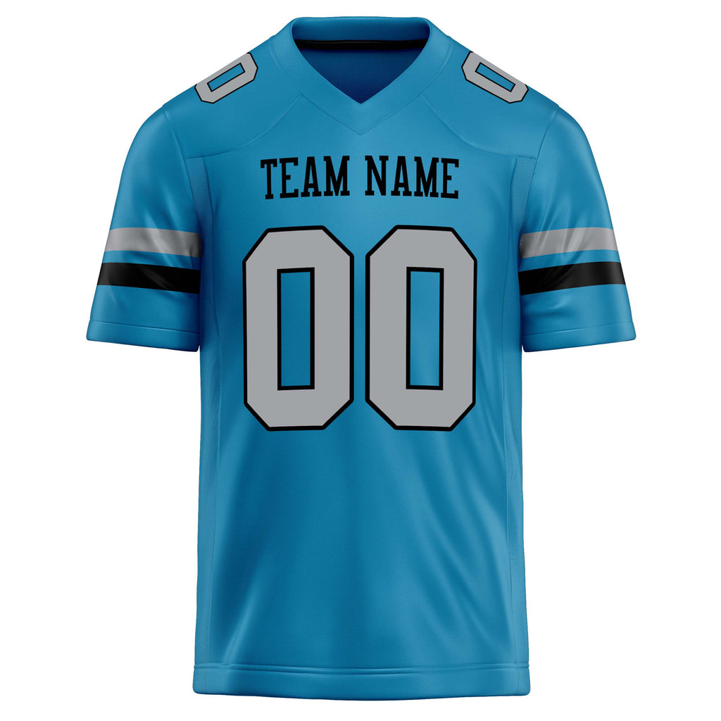 Personalized Panther & Blue gray Solid Colour Football Jersey