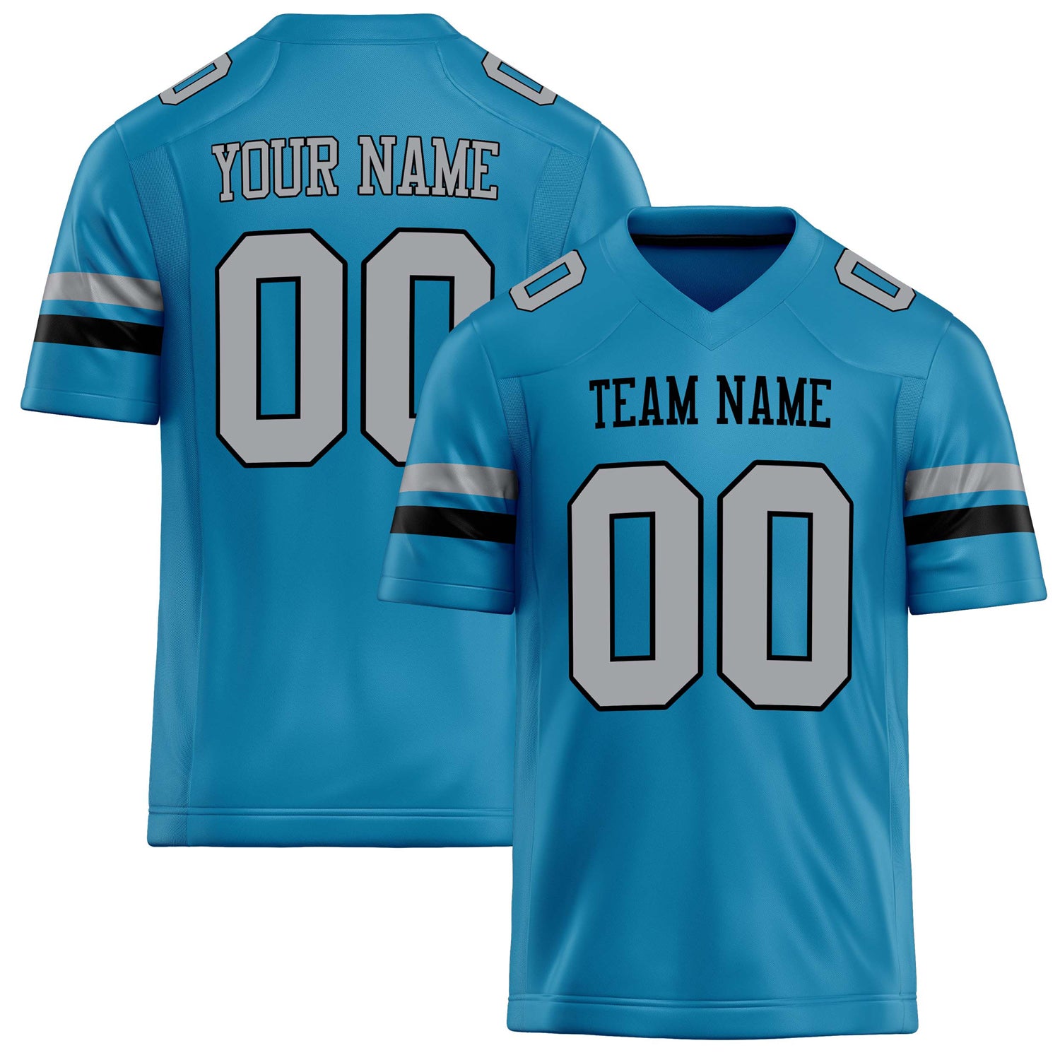 Personalized Panther Blue gray Solid Colour Football Jersey FT02240730PA382