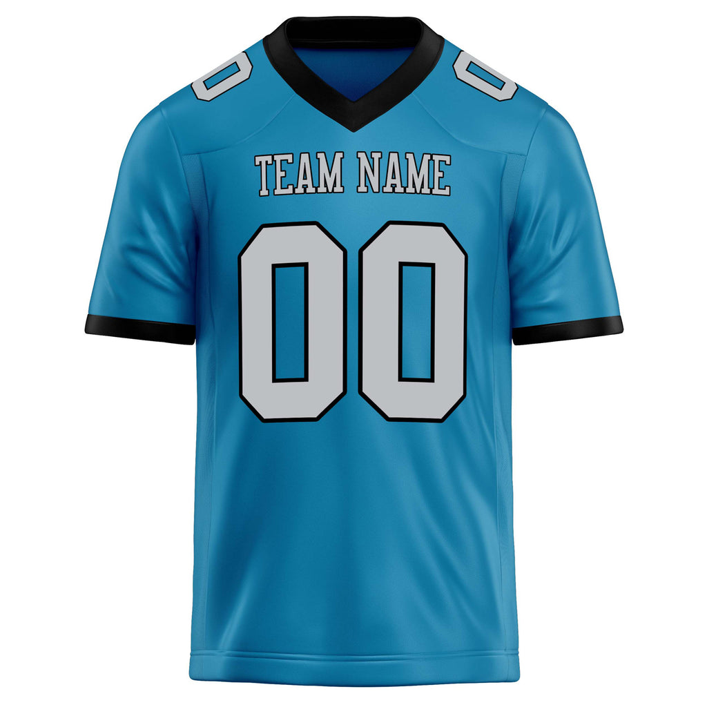 Personalized Panther & Blue gray Solid Colour Football Jersey