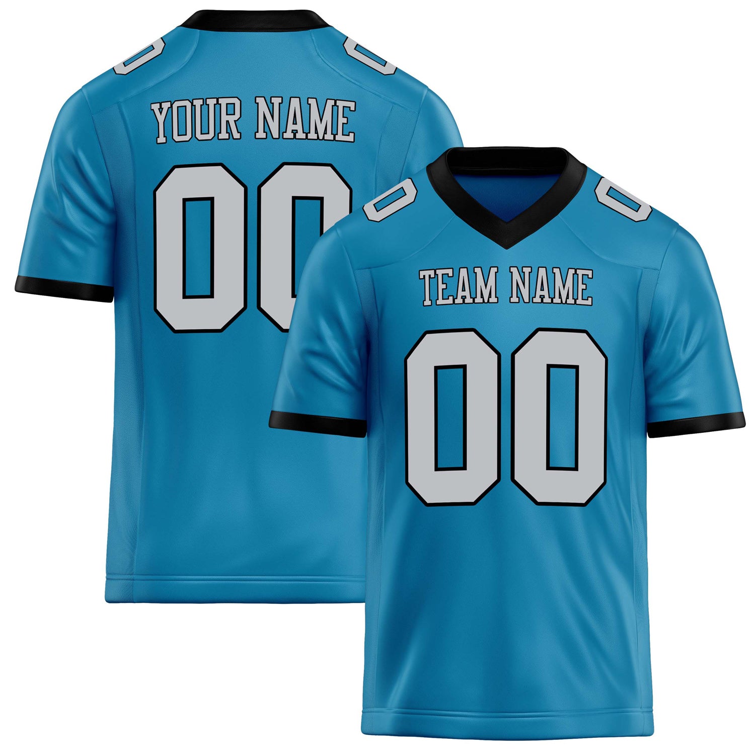 Personalized Panther Blue gray Solid Colour Football Jersey FT02240730PA383