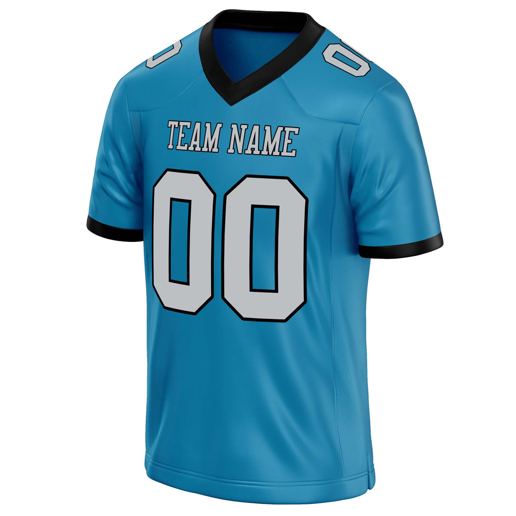Personalized Panther & Blue gray Solid Colour Football Jersey