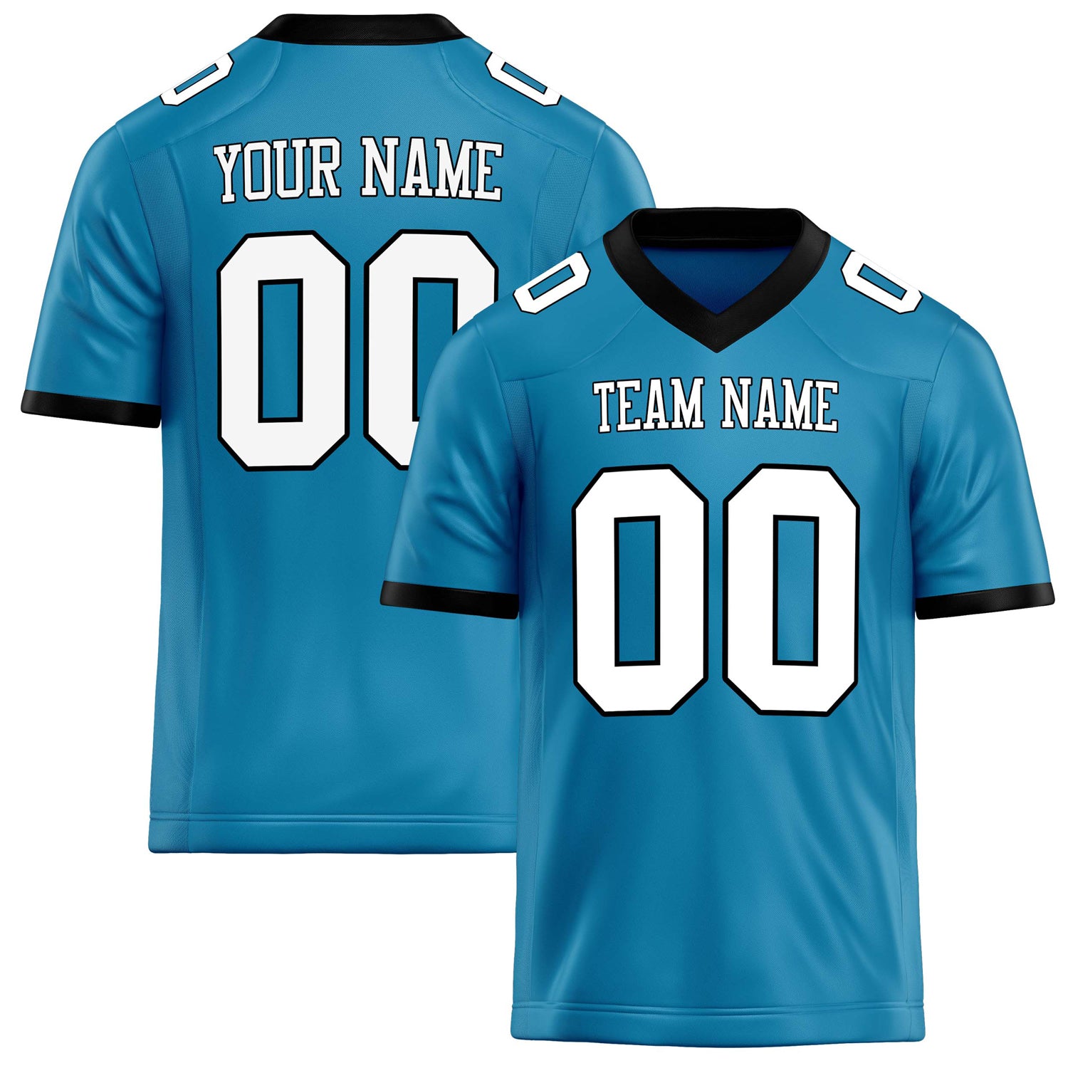 Personalized Panther Blue White Solid Colour Football Jersey FT02240730PA384