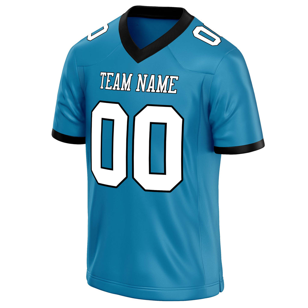 Personalized Panther & Blue White Solid Colour Football Jersey