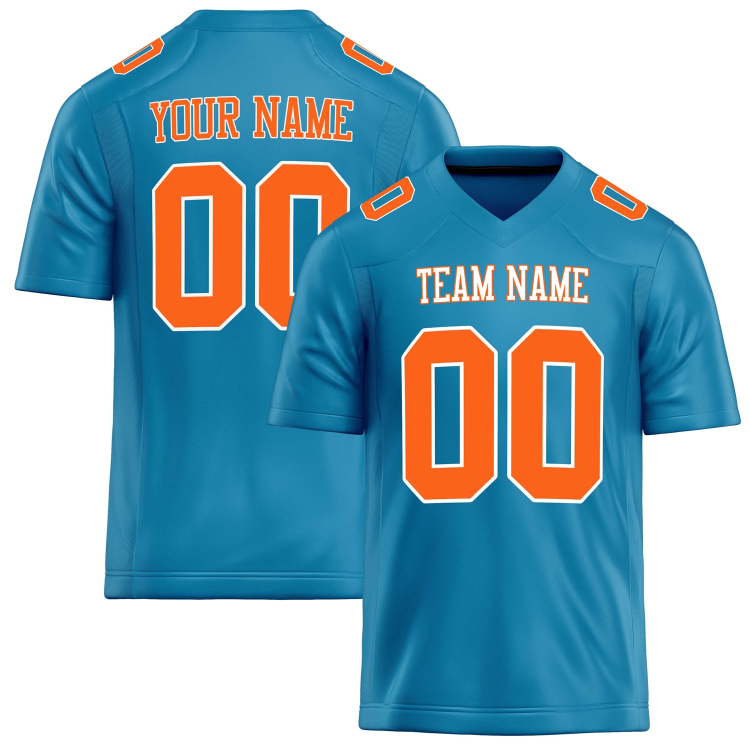 Personalized Panther Blue orange Solid Colour Football Jersey FT02240730PA385
