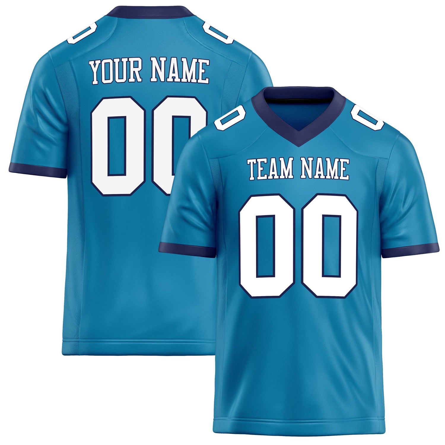 Personalized Panther Blue White Solid Colour Football Jersey FT02240730PA387