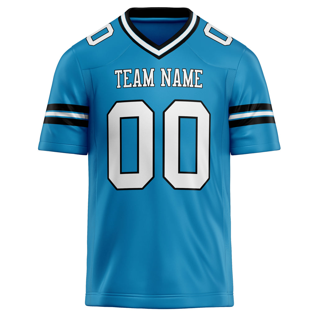 Personalized Panther & Blue White Solid Colour Football Jersey