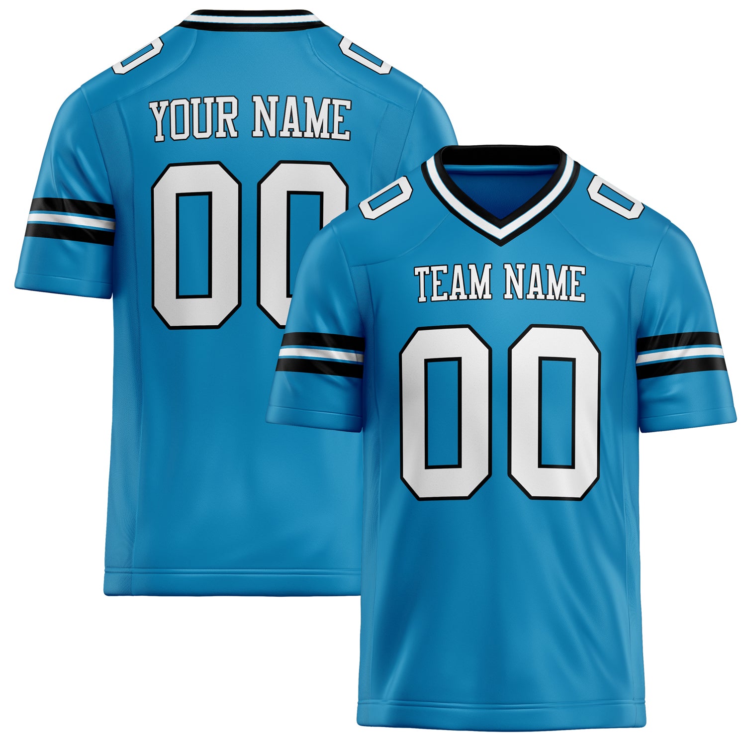 Personalized Panther Blue White Solid Colour Football Jersey FT02240730PA388