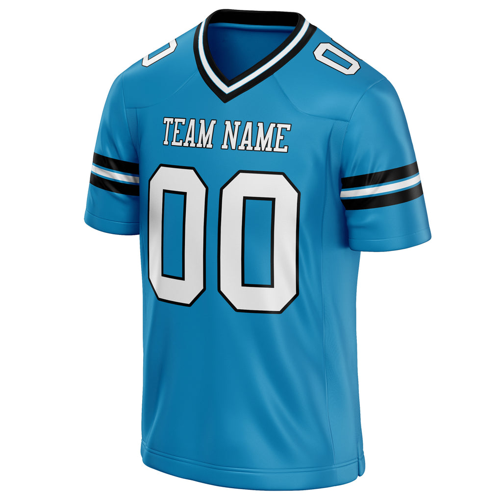 Personalized Panther & Blue White Solid Colour Football Jersey