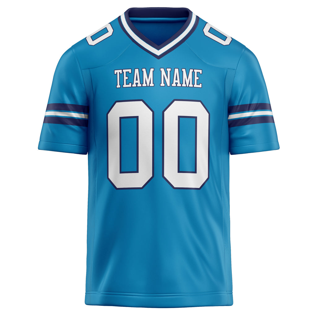 Personalized Panther & Blue White Solid Colour Football Jersey
