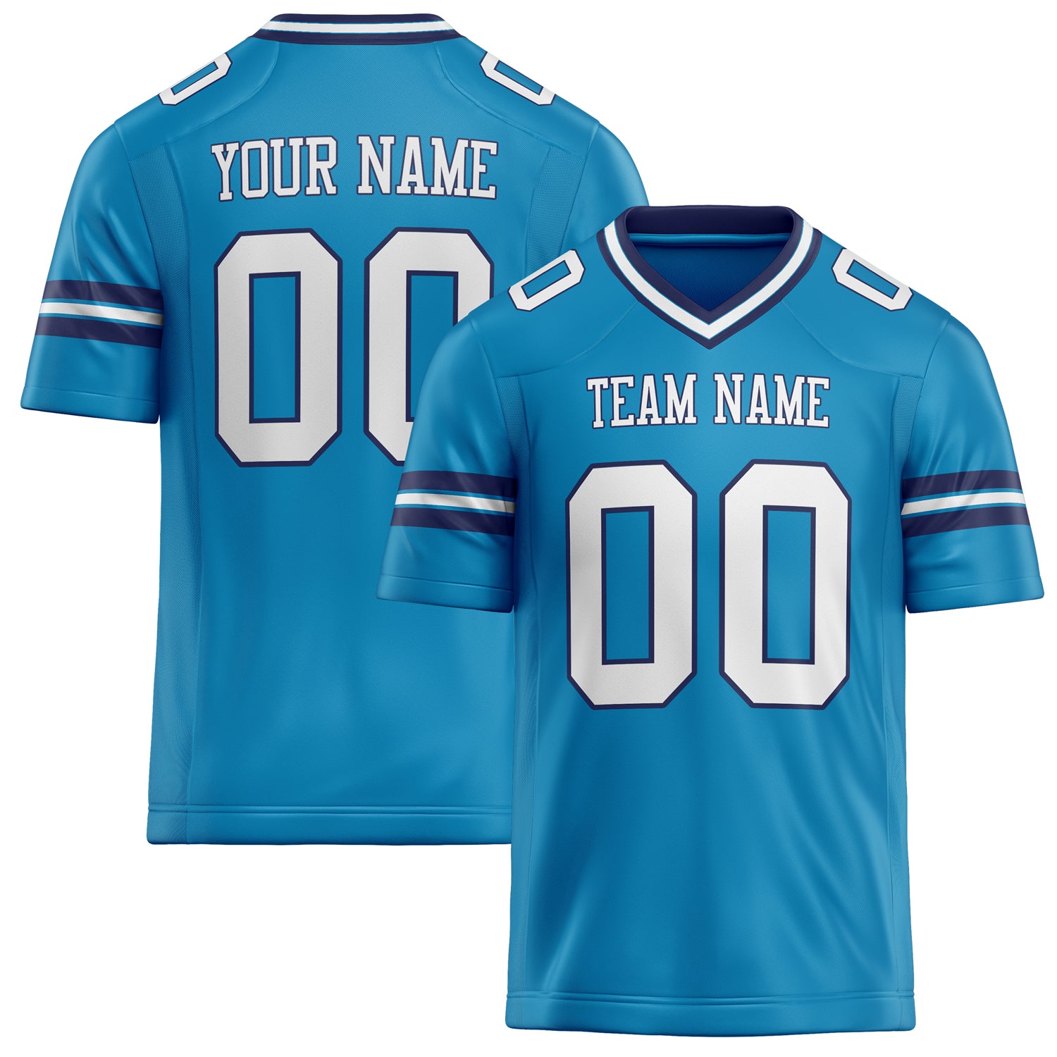 Personalized Panther Blue White Solid Colour Football Jersey FT02240730PA389