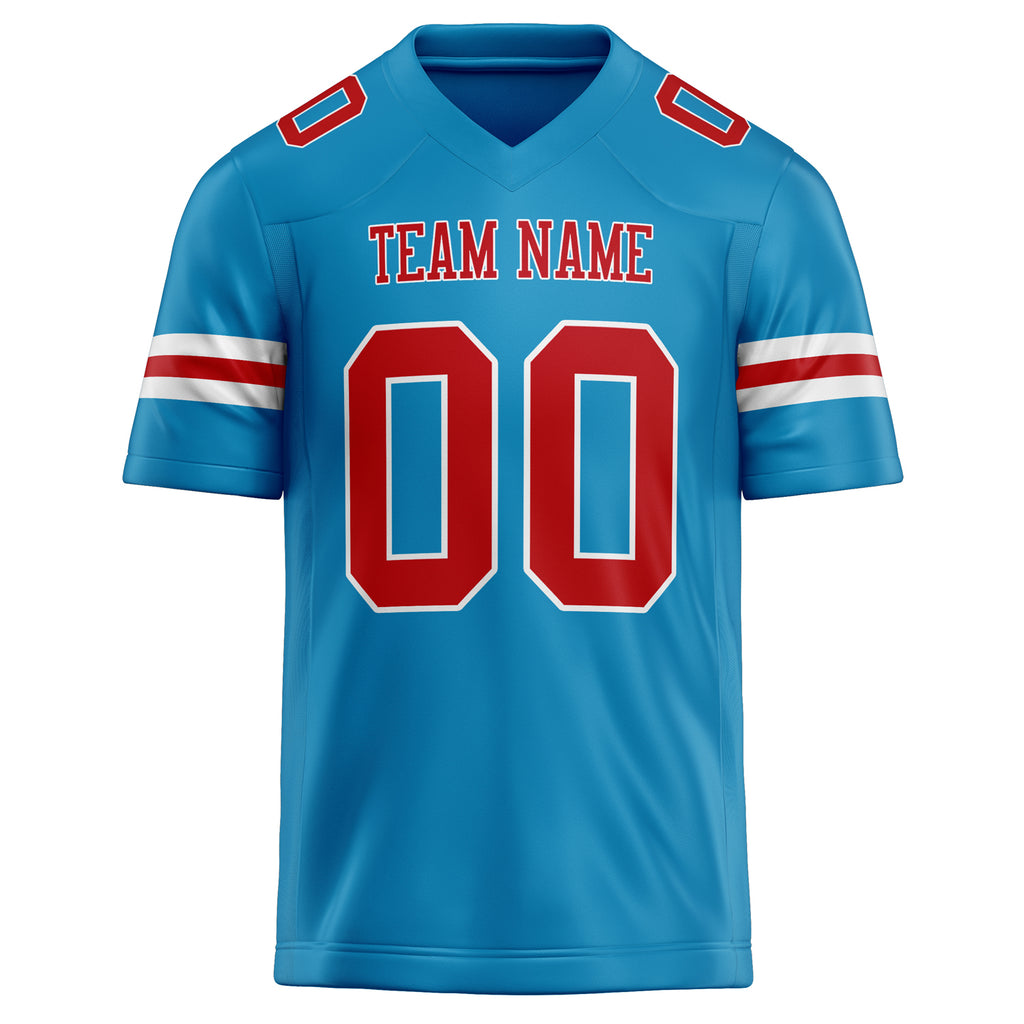 Personalized Panther & Blue red Solid Colour Football Jersey