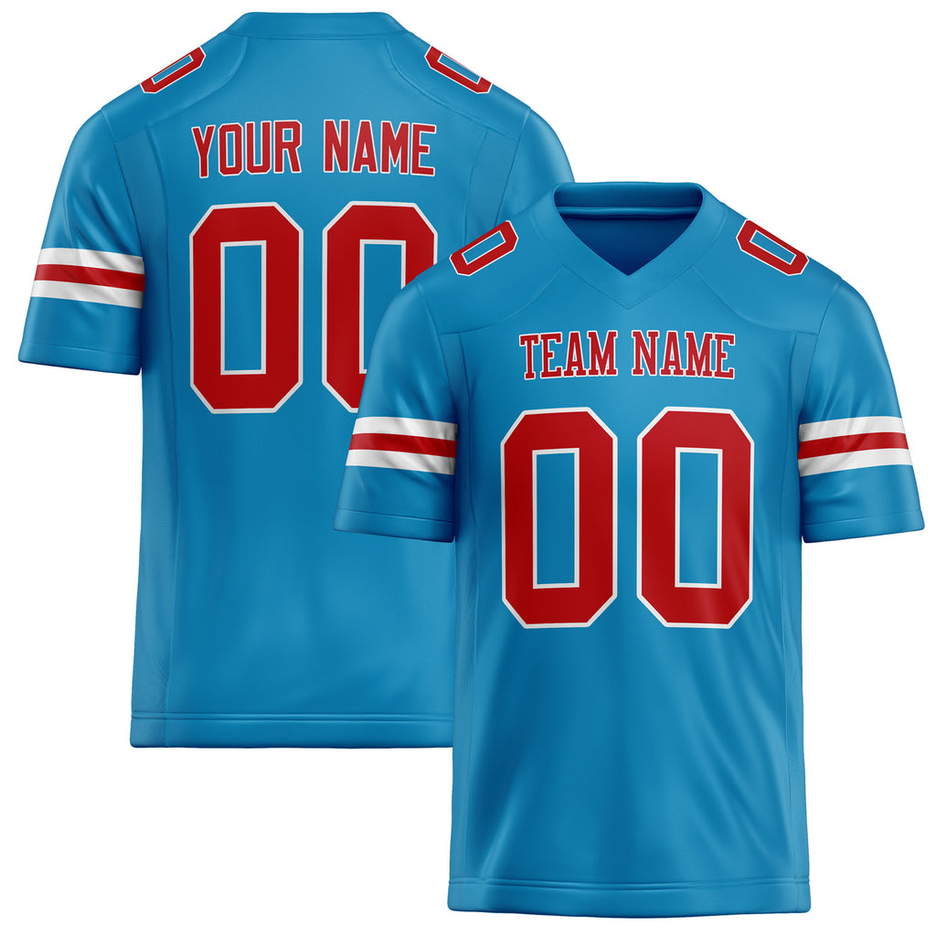 Personalized Panther Blue red Solid Colour Football Jersey FT02240730PA391