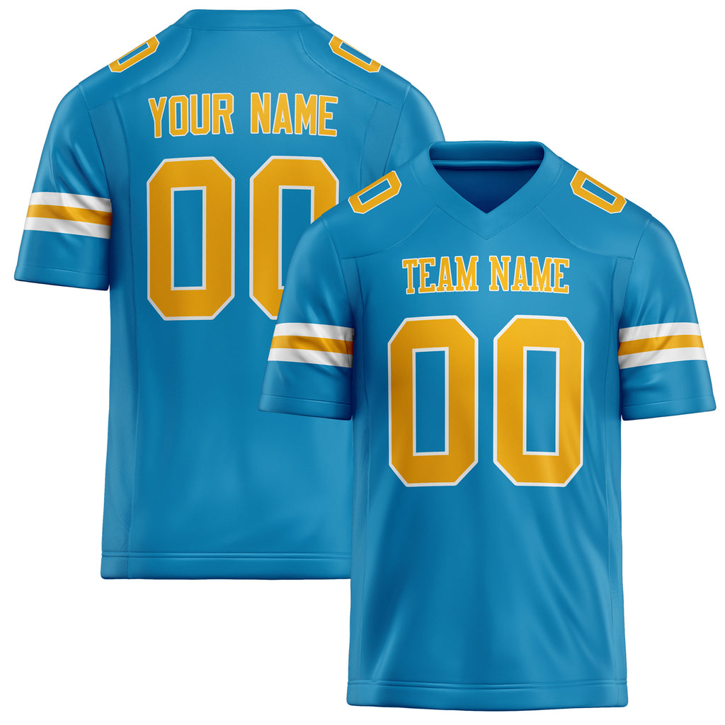 Personalized Panther Blue gold Solid Colour Football Jersey FT02240730PA392