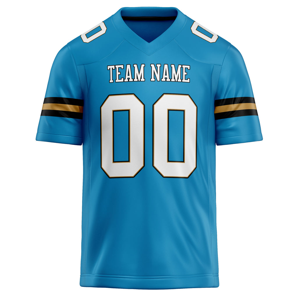 Personalized Panther & Blue White Solid Colour Football Jersey