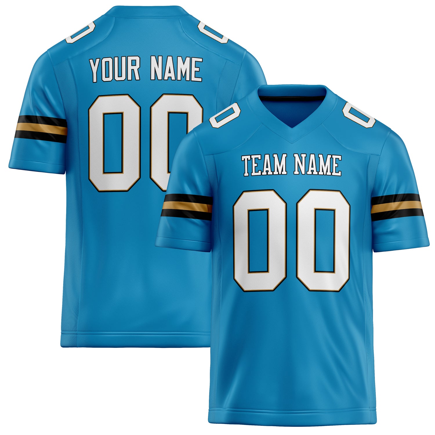 Personalized Panther Blue White Solid Colour Football Jersey FT02240730PA393