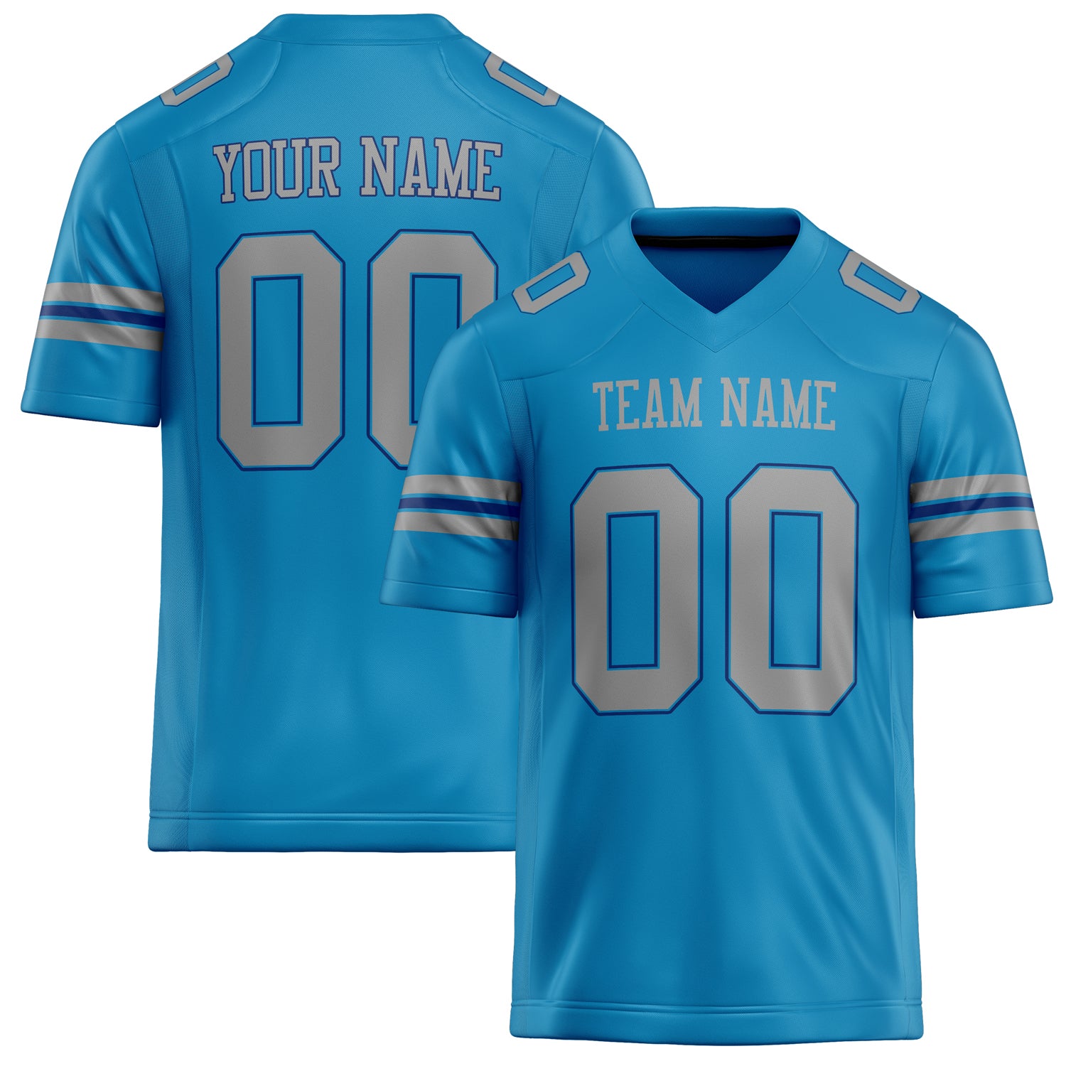 Personalized Panther Blue gray Solid Colour Football Jersey FT02240730PA394