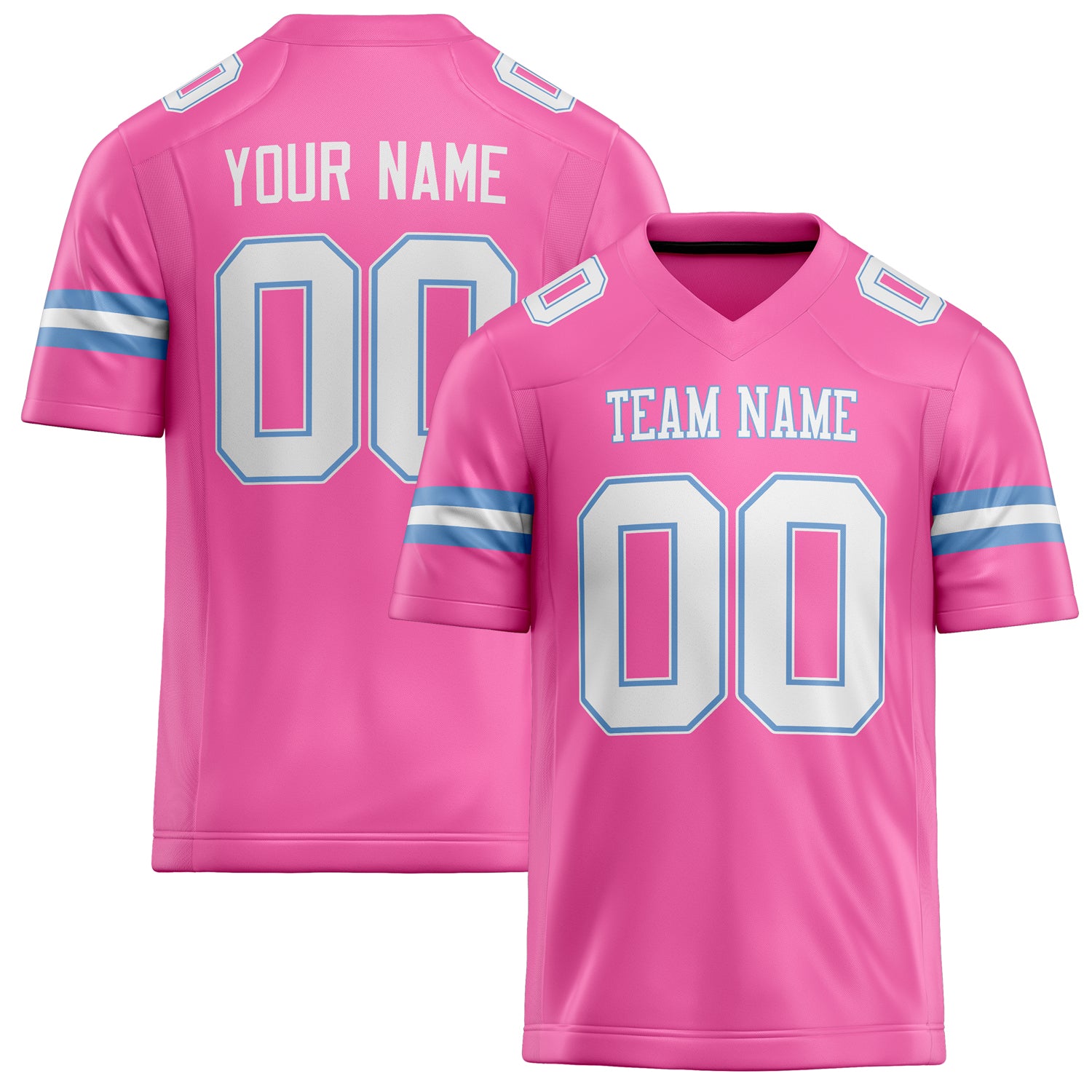 Personalized Pink White Solid Colour Football Jersey FT02240730PI397